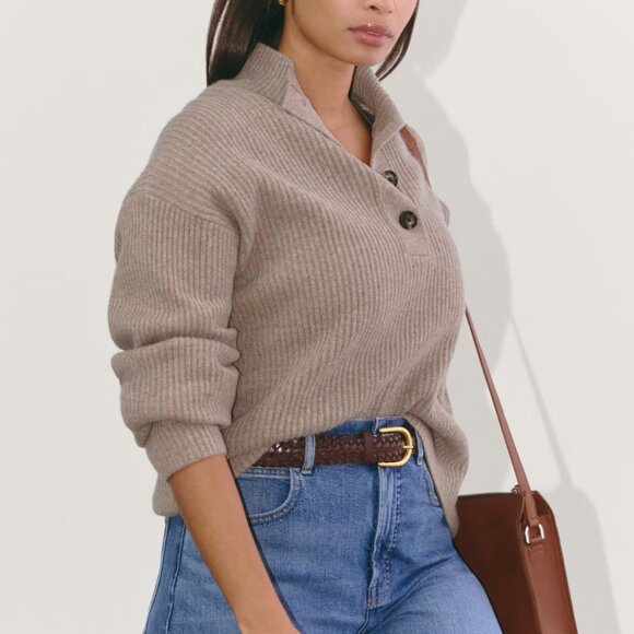 Everlane The Cocoon Henly Wool-Cashmere Blend Size M - Picture 4 of 4